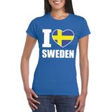 Bellatio Decorations - I Love Zweden - T-shirt - Blauw - Dames