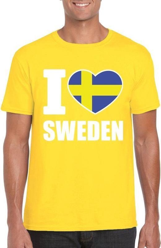 I love Zweden supporter shirt geel heren