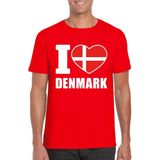 Bellatio Decorations - I love Denemarken - T-shirt - Rood - Heren