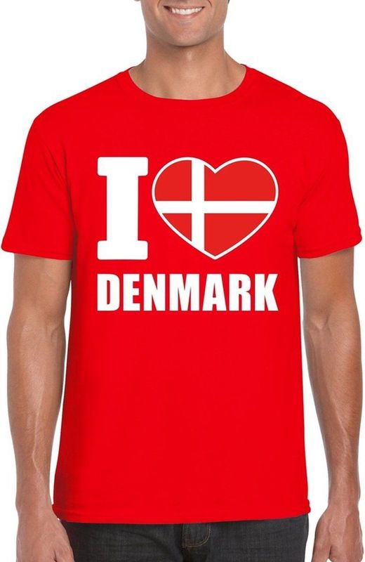Bellatio Decorations - I love Denemarken - T-shirt - Rood - Heren