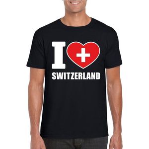 Zwart I love Zwitserland/ Switzerland supporter shirt heren - Zwitsers t-shirt heren M