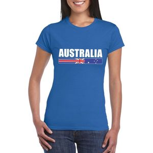 Blauw Australie supporter t-shirt voor dames - Australische vlag shirts