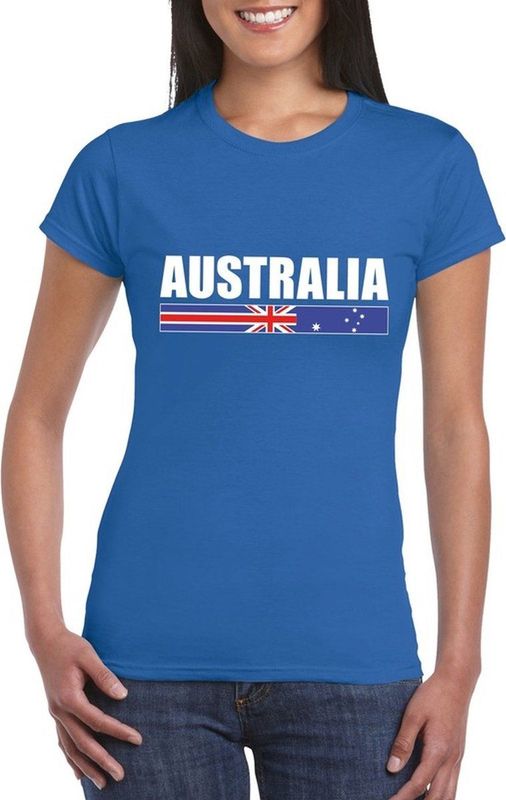 Blauw Australie supporter t-shirt voor dames - Australische vlag shirts