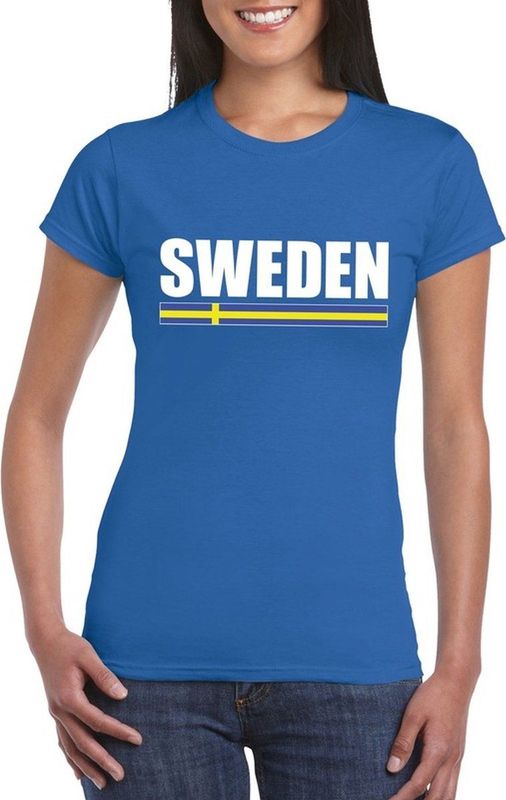 Blauw Zweden supporter t-shirt voor dames - Zweedse vlag shirts