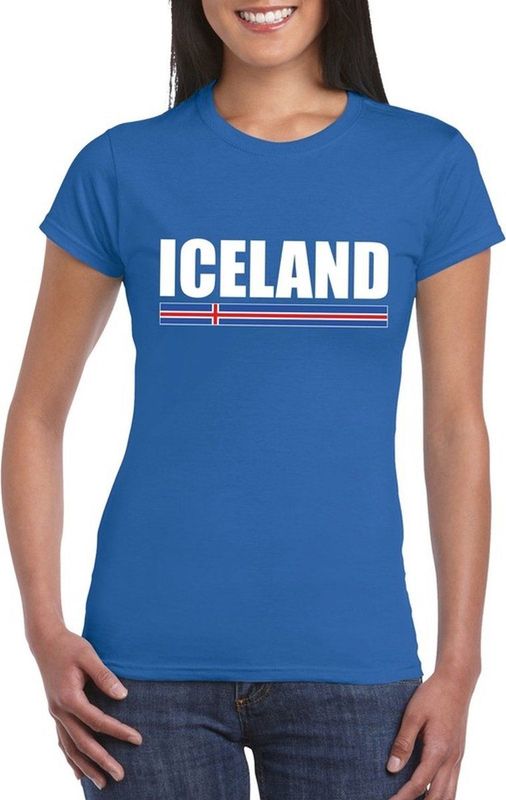 Blauw IJsland supporter t-shirt voor dames - IJslandse vlag shirts