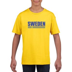Geel Zweden supporter t-shirt voor heren - Zweedse vlag shirts 158 164