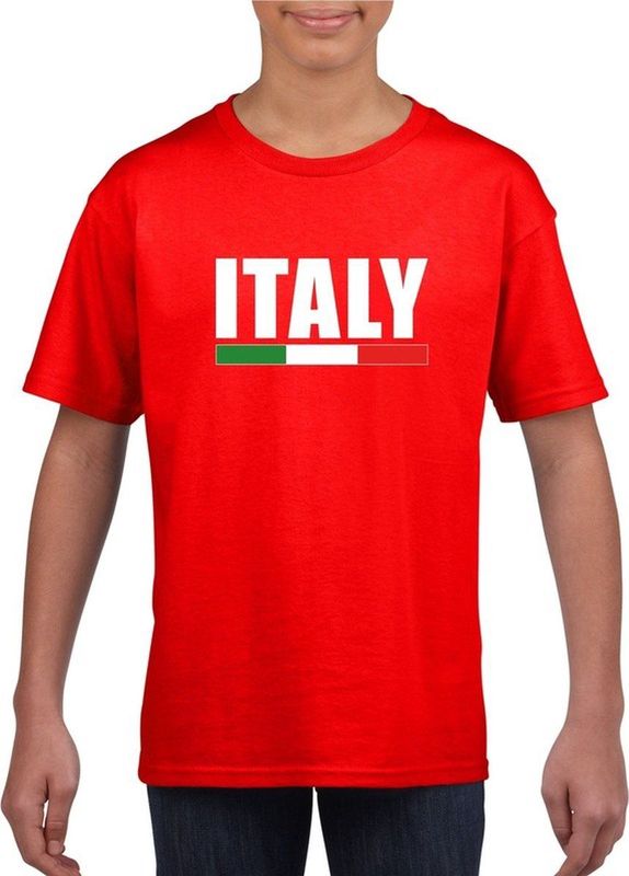 Rood Italie supporter t-shirt voor heren - Italiaanse vlag shirts 110 116