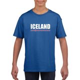 Blauw IJsland supporter t-shirt voor heren - IJslandse vlag shirts 110 116
