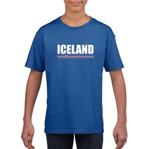 Blauw IJsland supporter t-shirt voor heren - IJslandse vlag shirts 110 116