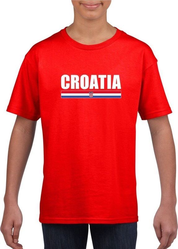 Rood Kroatie supporter t-shirt voor heren - Kroatische vlag shirts 110 116