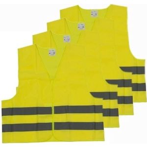 4x Veiligheidsvesten/hesjes geel voor volwassenen