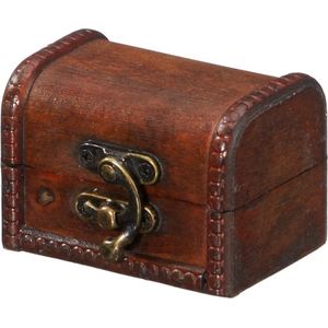 Opbergkistje - donkerbruin - 8 x 5 x 5 cm - hout/metaal - opbergdoosje - kistje