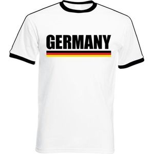 Wit/ zwart Duitsland supporter ringer t-shirt voor heren - Feestshirts