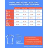 Blauw Frankrijk supporter ringer t-shirt met witte randjes dames - Franse vlag shirts