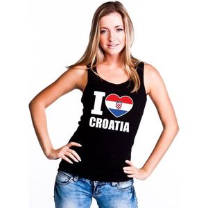 Zwart I love Kroatie fan singlet shirt/ tanktop dames S