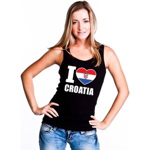 Zwart I love Kroatie fan singlet shirt/ tanktop dames S