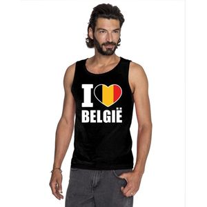 Bellatio Decorations - I Love België - Singlet - Zwart - 100% Katoen