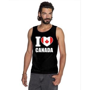 Zwart I love Canada supporter singlet shirt/ tanktop heren - Canadees shirt heren S