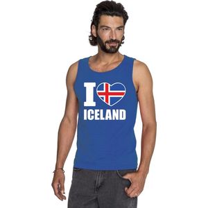 Bellatio Decorations - I love Ijsland - Singlet Shirt - Blauw - Heren