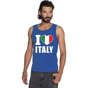 Bellatio Decorations - I Hartje Italy - Singlet - Blauw - Katoen
