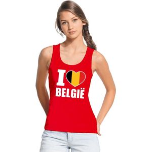 Rood I love Belgie supporter singlet shirt/ tanktop dames - Belgisch shirt dames S