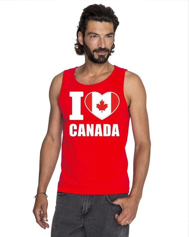 Bellatio Decorations - I Hartje Canada - Singlet - Rood - 100% Katoen