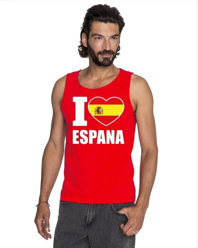 Bellatio Decorations - I love Spanje - Singlet Shirt - Rood