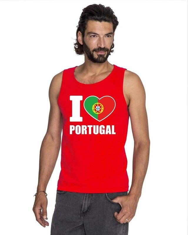 Bellatio Decorations - I Love Portugal - Tanktop - Rood - Heren