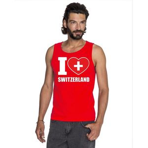 Bellatio Decorations - I Love Zwitserland - Tanktop - Rood