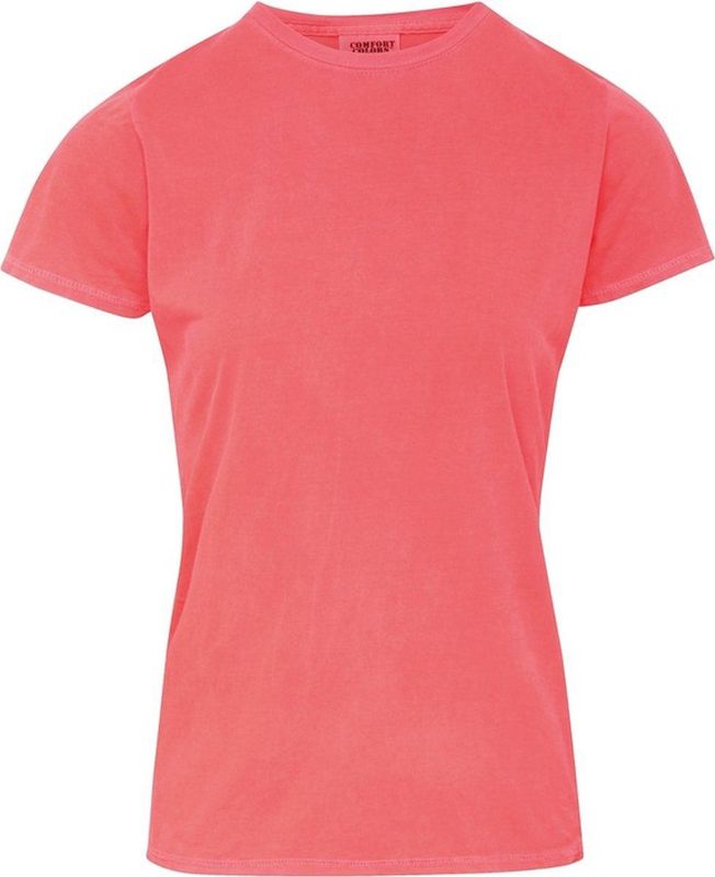 Basic ronde hals t-shirt comfort colors oranje voor dames - Dameskleding t-shirt oranje
