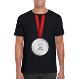 Winnaar zilveren medaille shirt zwart heren