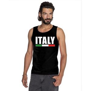 Bellatio Decorations - Italy Supporter Singlet - Zwart - Katoen