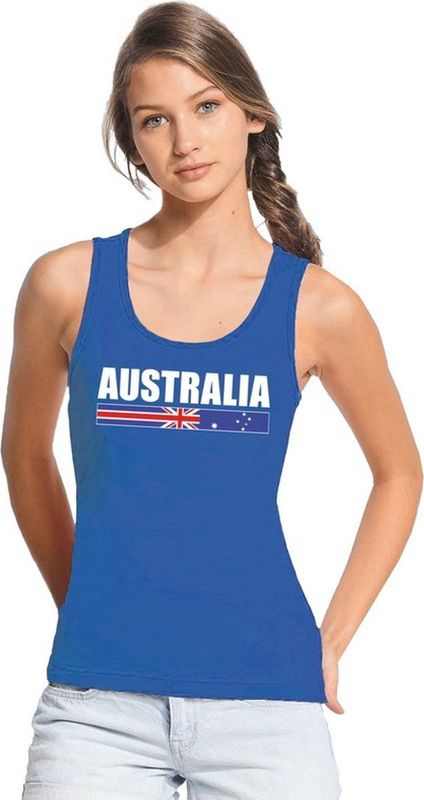 Bellatio Decorations - Australia - Mouwloos Shirt - Blauw - Dames