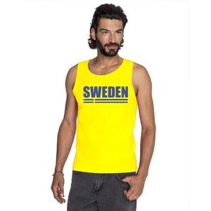 Geel Zweden supporter singlet shirt/ tanktop heren - Feestshirts