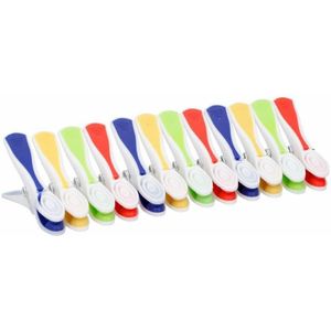 Wasknijpers - 12x stuks - multi-kleur - kunststof - wasspelden