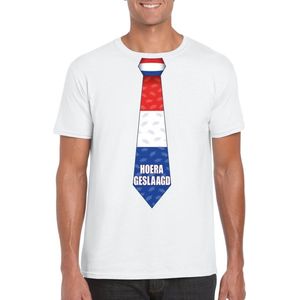 Geslaagd t-shirt wit met stropdas heren