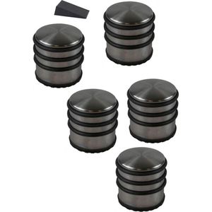 5x RVS Deurstopper Rond Inclusief Deurwig - D9 X H7 cm - 1 Kg - Deurstop