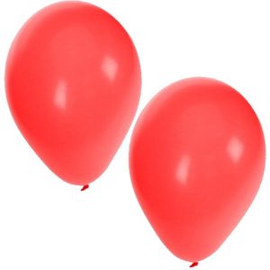 50x Ballonnen Wit en Rood - Knoopballonnen