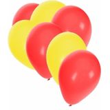 50x ballonnen - 27 cm -  rood / gele versiering - Ballonnen