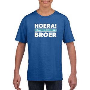 Blauw Hoera ik word grote broer t-shirt voor jongens 110 116