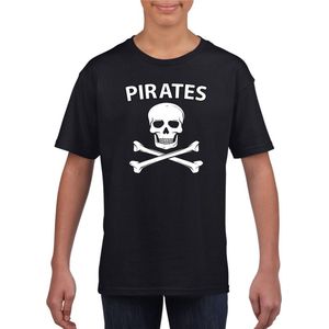 Piraten verkleed shirt zwart jongens en meisjes - Piraten kostuum kinderen - Verkleedkleding 110/116