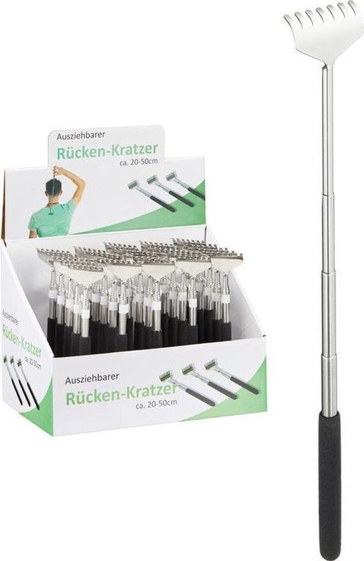 Uitschuifbare Rugkrabber - Zilver - Metaal en Kunststof - Instelbare Lengte 20-50 cm
