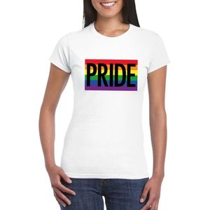 Gay Pride regenboog shirt Pride wit dames - LGBT Lesbische shirts