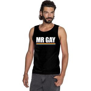 Bellatio Decorations - Mister Gay - Singlet - Zwart - 100% Katoen