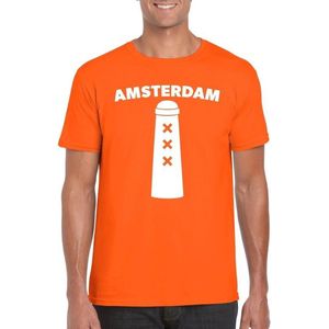 Koningsdag Amsterdam shirt met Amsterdammertje oranje heren - Feestshirts