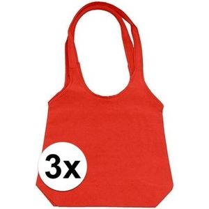 3 x Rode opvouwbare tassen/shoppers