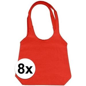 8 x Rode opvouwbare tassen met hengsels 43 x 41 cm- Shoppers