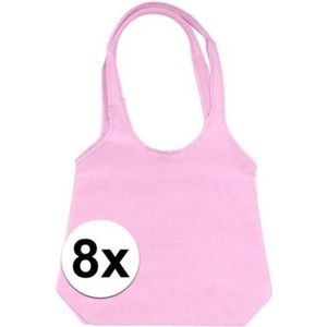 8 x Roze opvouwbare tassen/shoppers