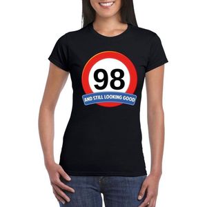 98 jaar verkeersbord t-shirt zwart dames