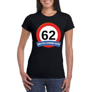 62 jaar verkeersbord t-shirt zwart dames